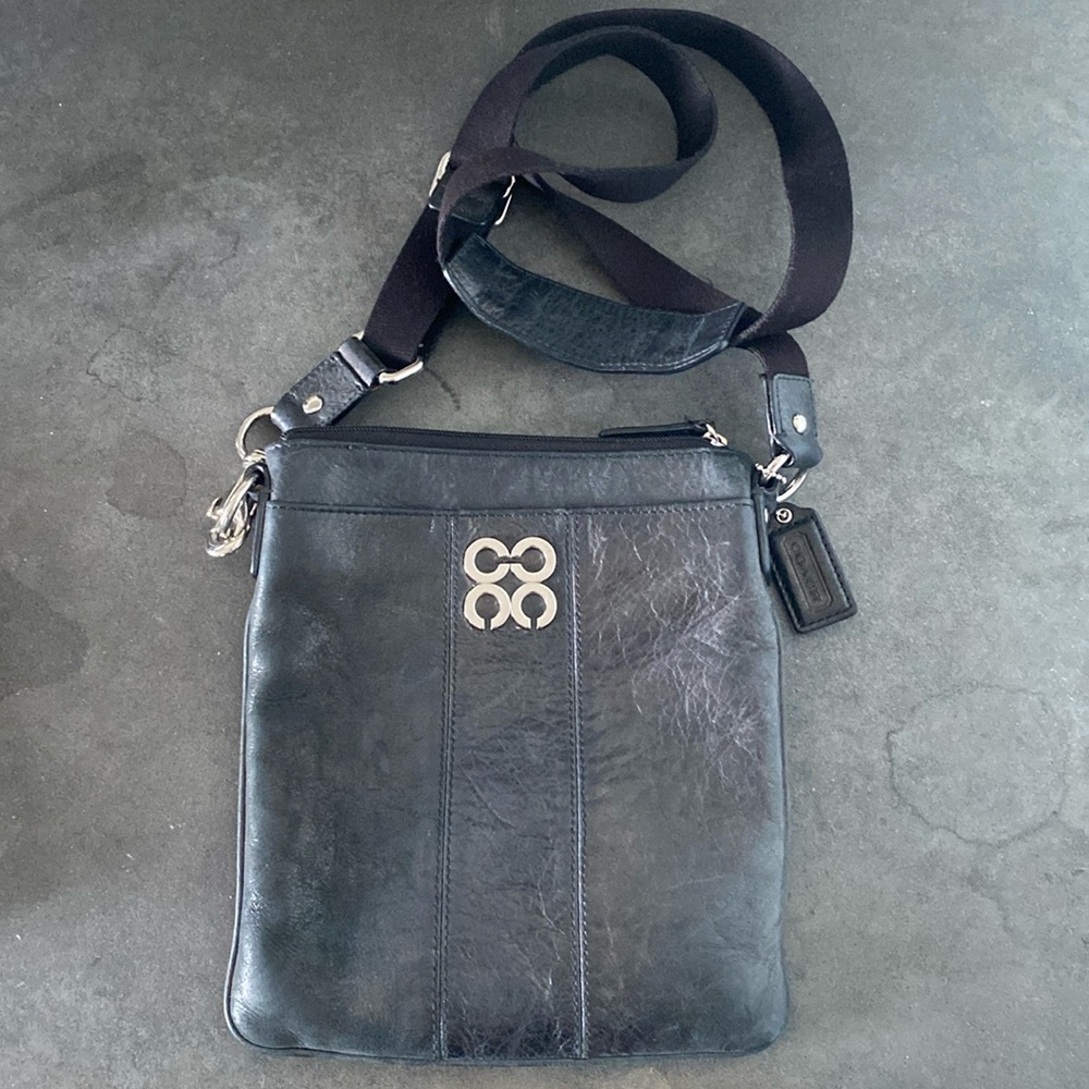 Y2K Coach Julia black leather crossbody bag